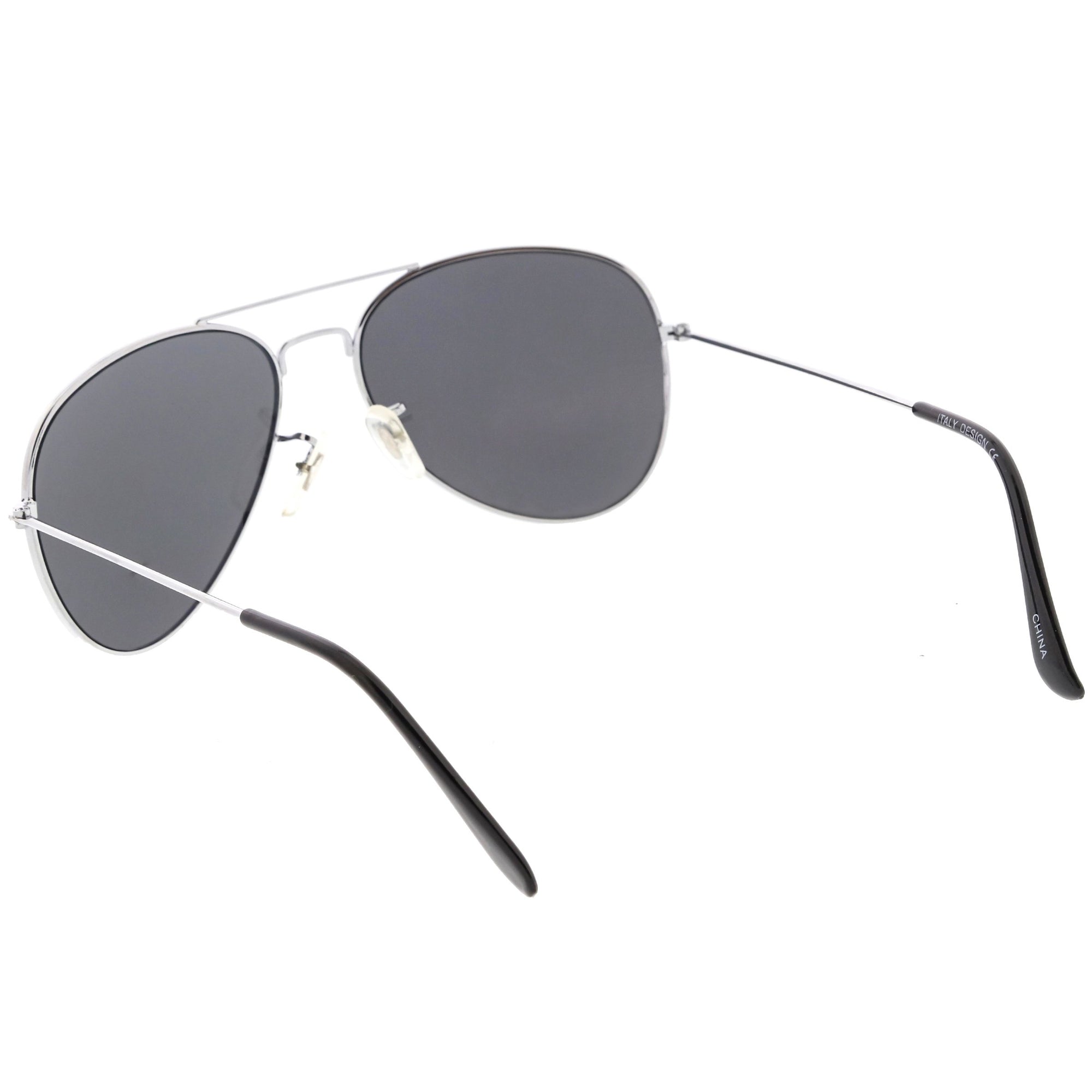 Classic Retro Metal Nickel Finish Mirrored Lens Sunglasses - zeroUV