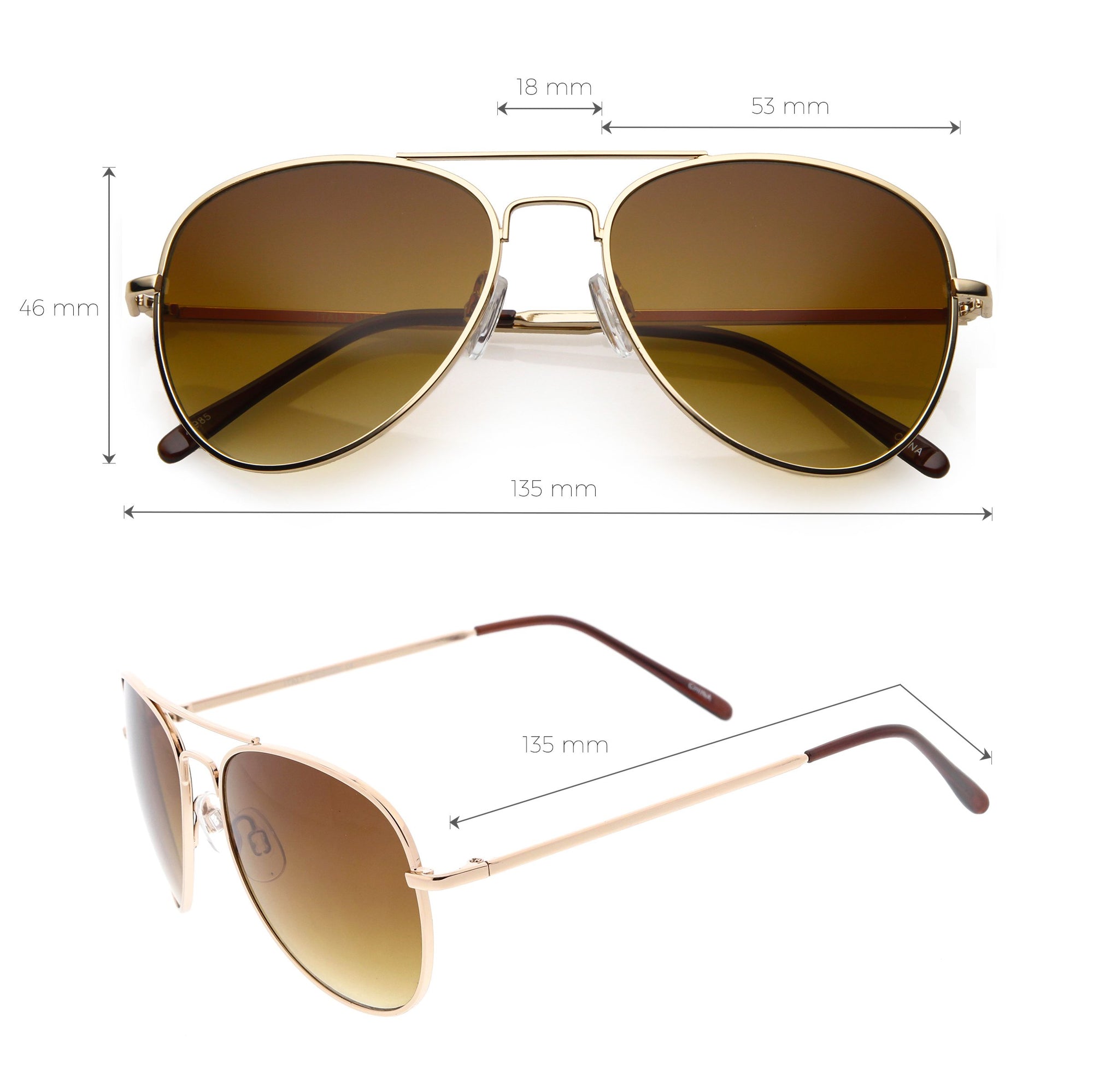 Medium Classic Retro Metal Frame Aviator Sunglasses - zeroUV