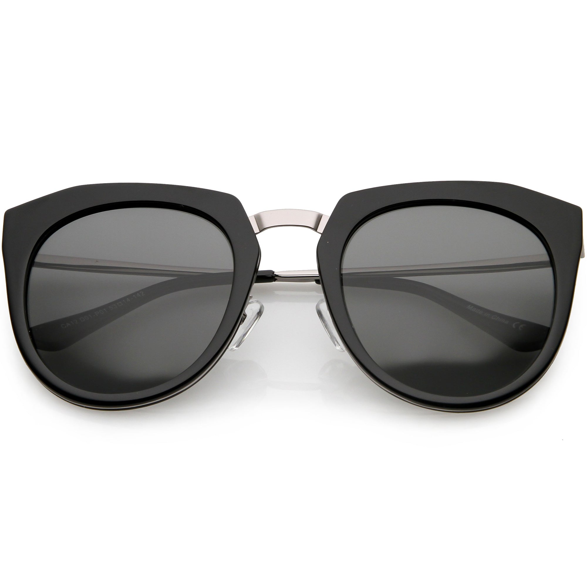 Women's Polarized Round Cat Eye Mirrored Lens Sunglasses - zeroUV
