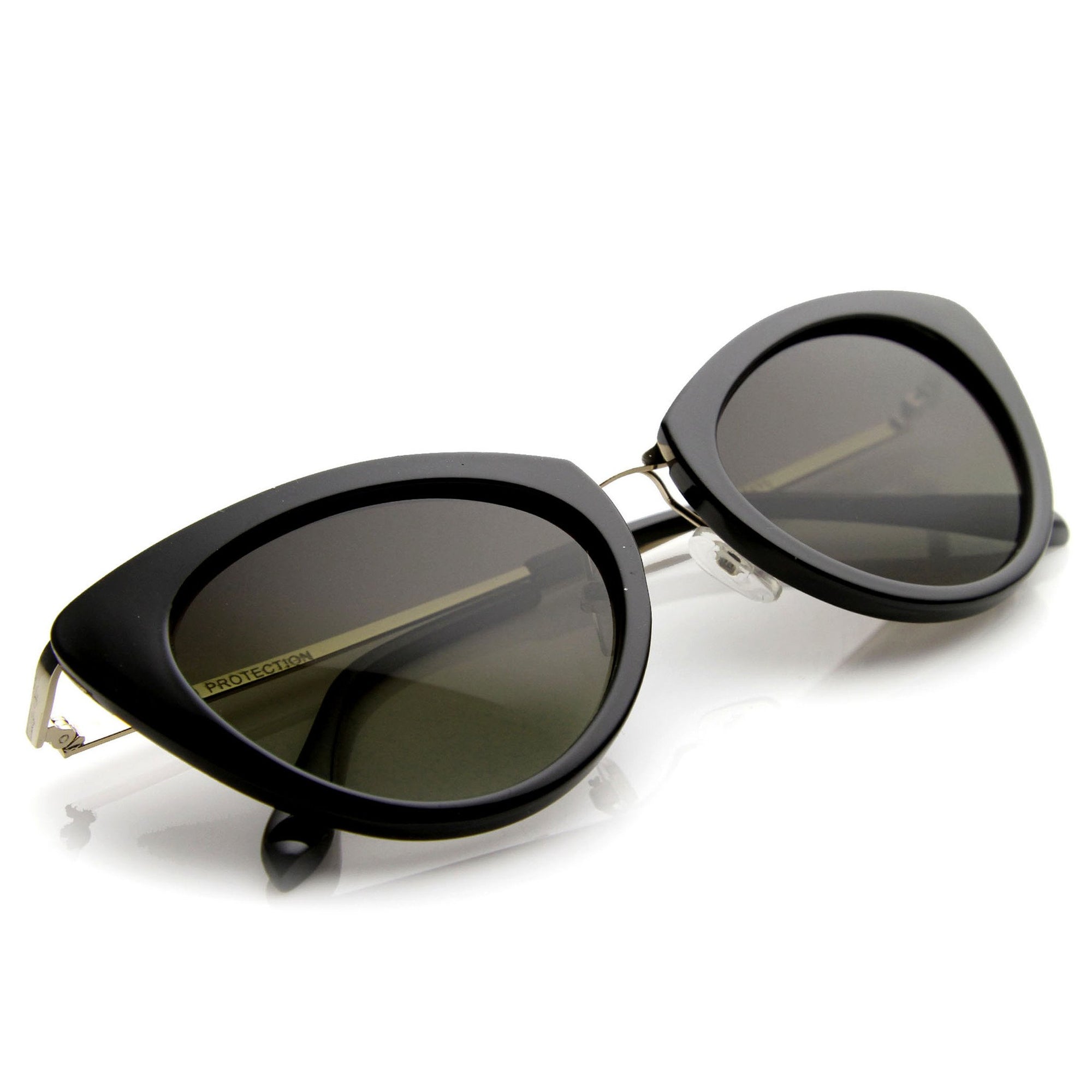 Women's Retro Fashion Cat Eye Metal Temple Sunglasses - zeroUV