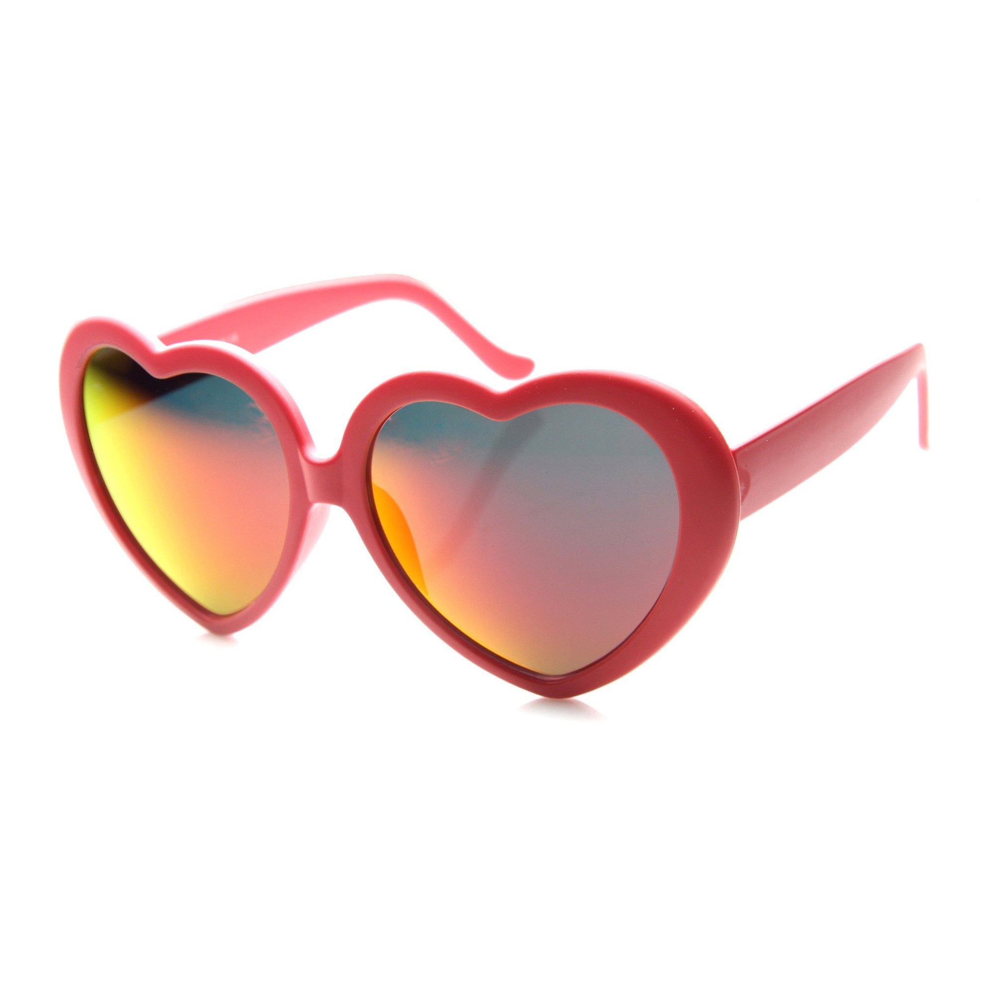Women S Oversize Heart Shape Mirror Lens Sunglasses Zerouv
