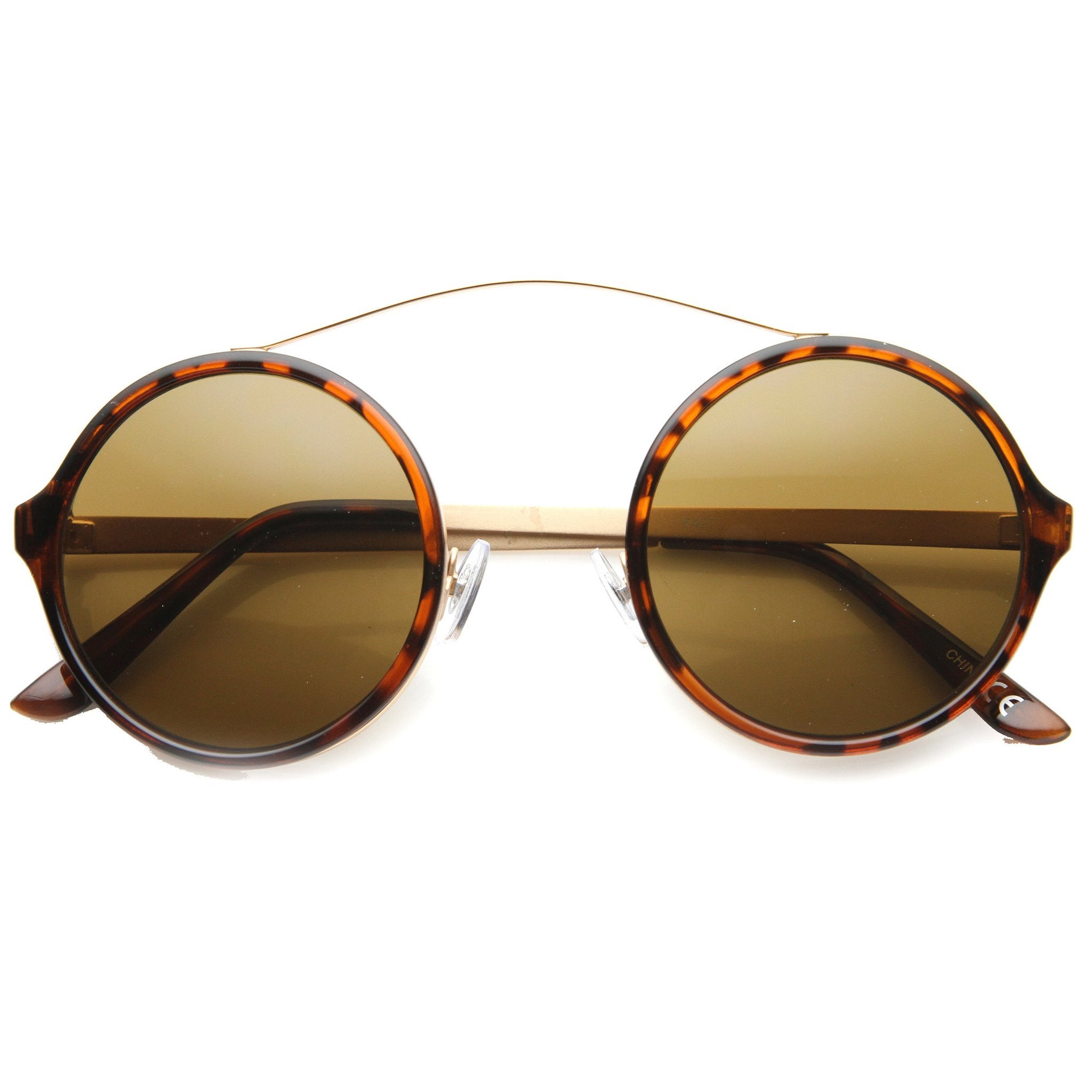 Retro Hipster Round Arched Crossbar Sunglasses - zeroUV