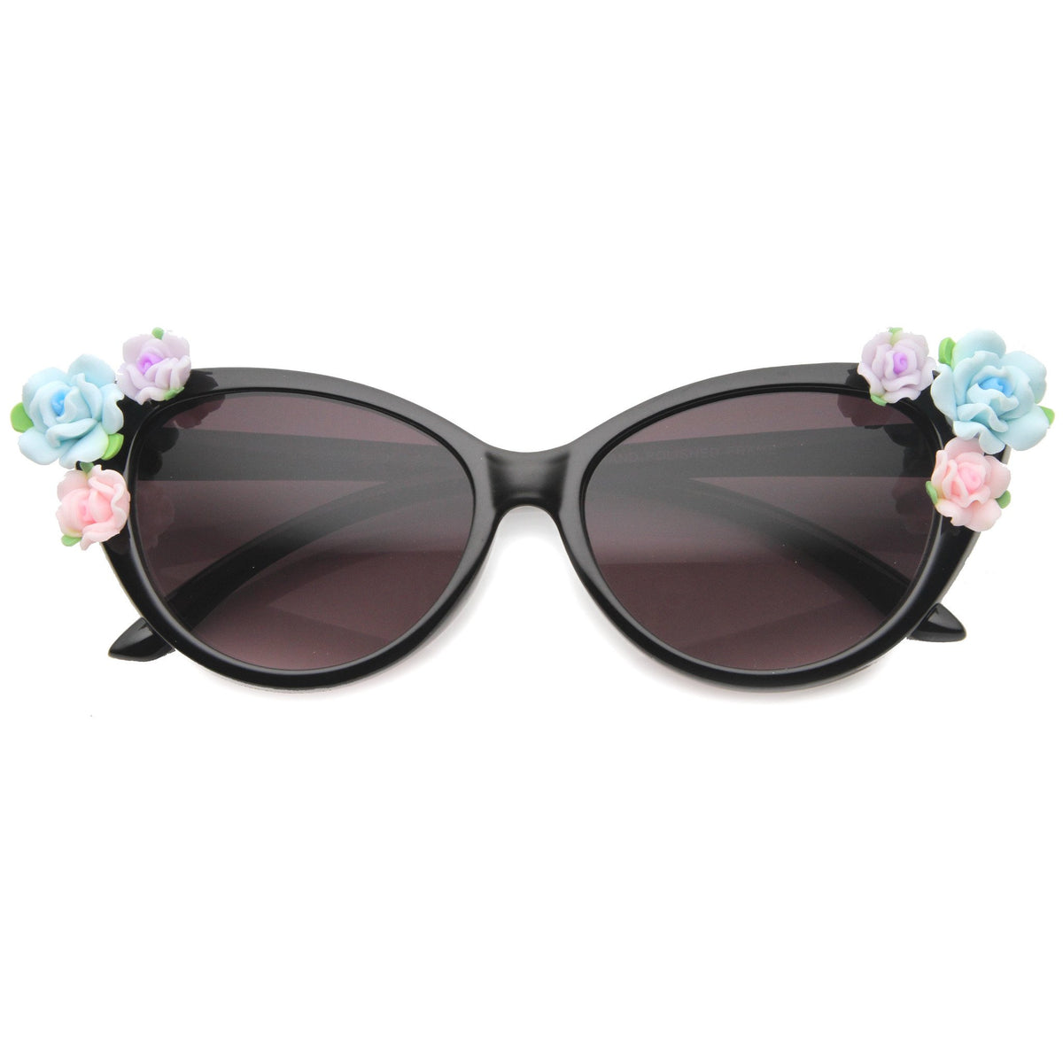 Women's Ceramic Flower Adorned Cat Eye Sunglasses - zeroUV