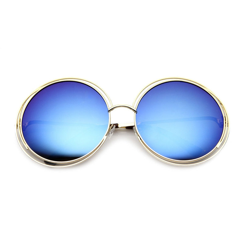 New Retro Round Sunglasses Color Film Reflective Sunglasses Metal Frame  Prince Mirror Round Frame Sunglasses Car Goggles