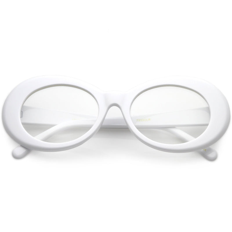 Retro 1990s Fashion Clear Lens Clout Oval Glasses Zerouv 