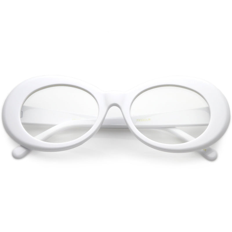 Retro 1990s Fashion Clear Lens Clout Oval Glasses Zerouv 