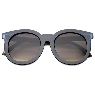 Women's Oversize Round Horned Rim Flat Front Sunglasses - zeroUV