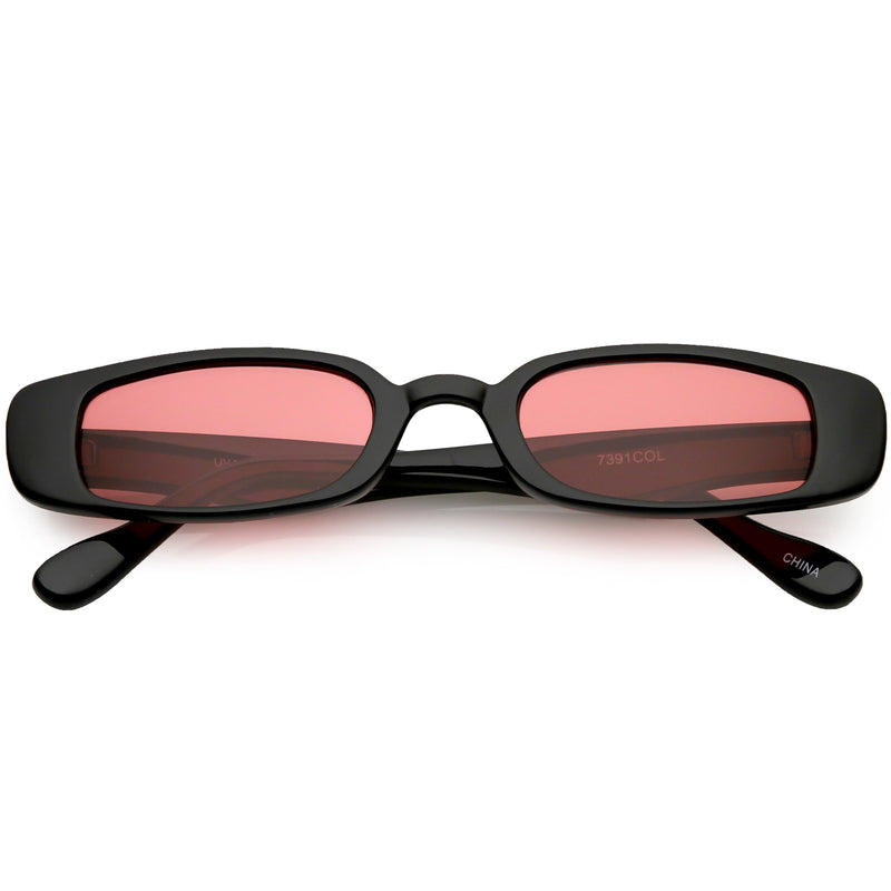 Unisex 90s Retro Thin Rectangle Color Tone Lens Sunglasses Zerouv 