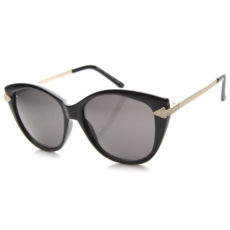 Women's Designer Cat Eye Metal Temple Sunglasses - zeroUV