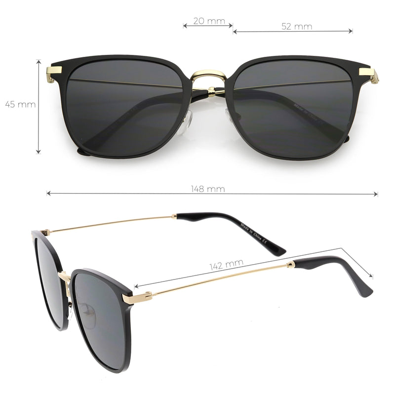 SUNGLASSES Mens Womens Retro Modern Horned Rim Flat Mirrored Lens Sunglasses