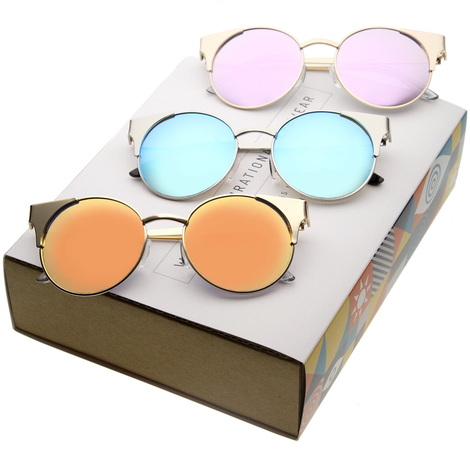 flat lens mirrored sunglasses