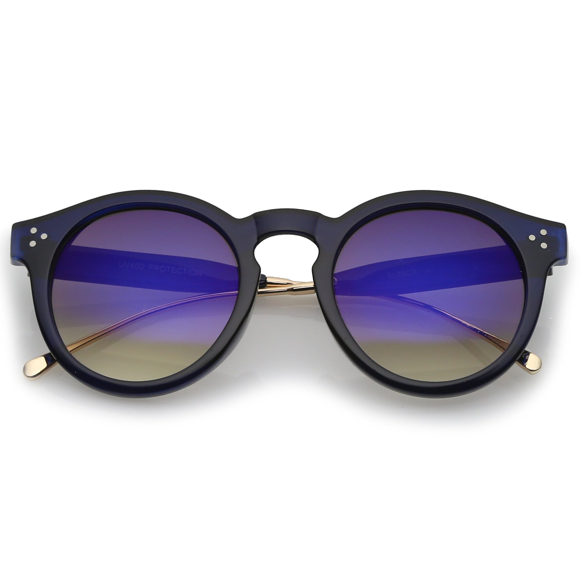 Trendy Transparent Color Mirrored Lens Round P3 Sunglasses - zeroUV