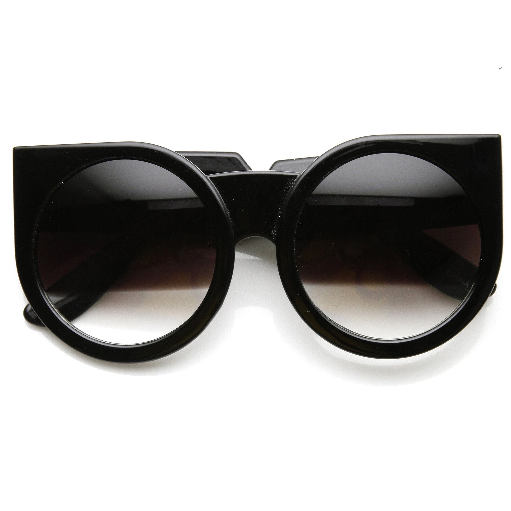 Womens Fashion Super Bold Round Cat Eye Sunglasses - zeroUV