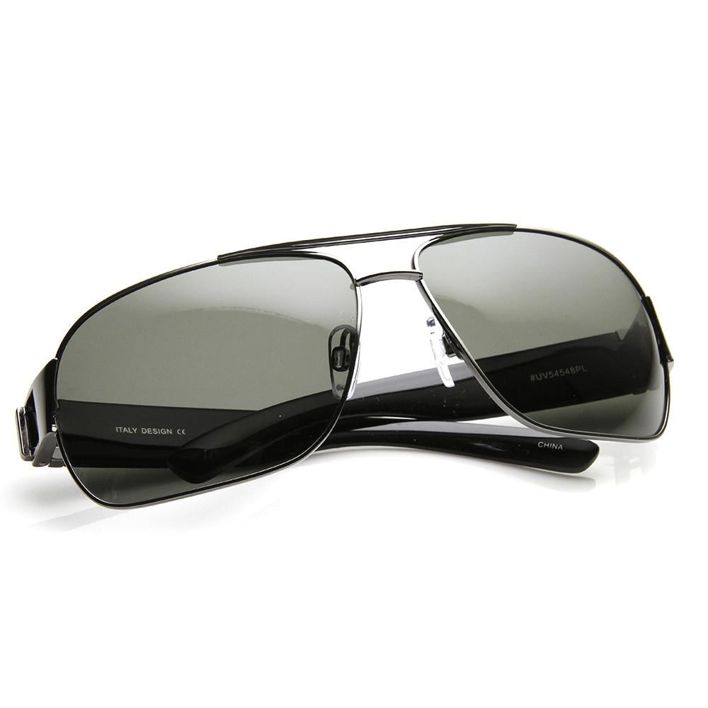 Mens Premium Polarized Lens Square Aviator Sunglasses - zeroUV