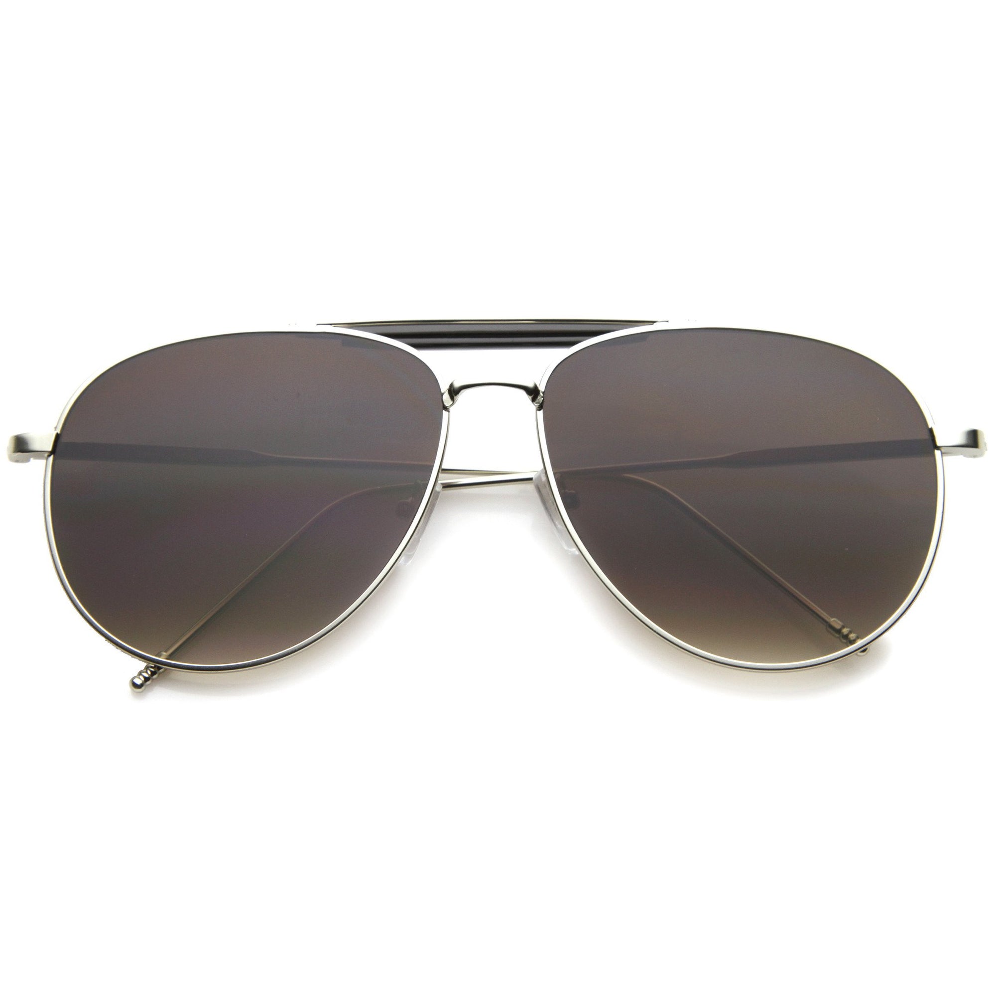 Classic Pilot Metal Brow Bar Star Detail Semi-Rimless Polarized