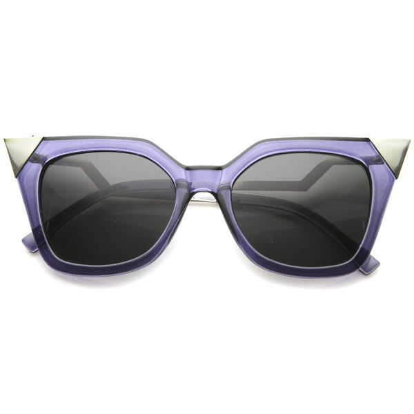 Modern Horn Rimmed Hot Tip Cat Eye Sunglasses A055 - zeroUV