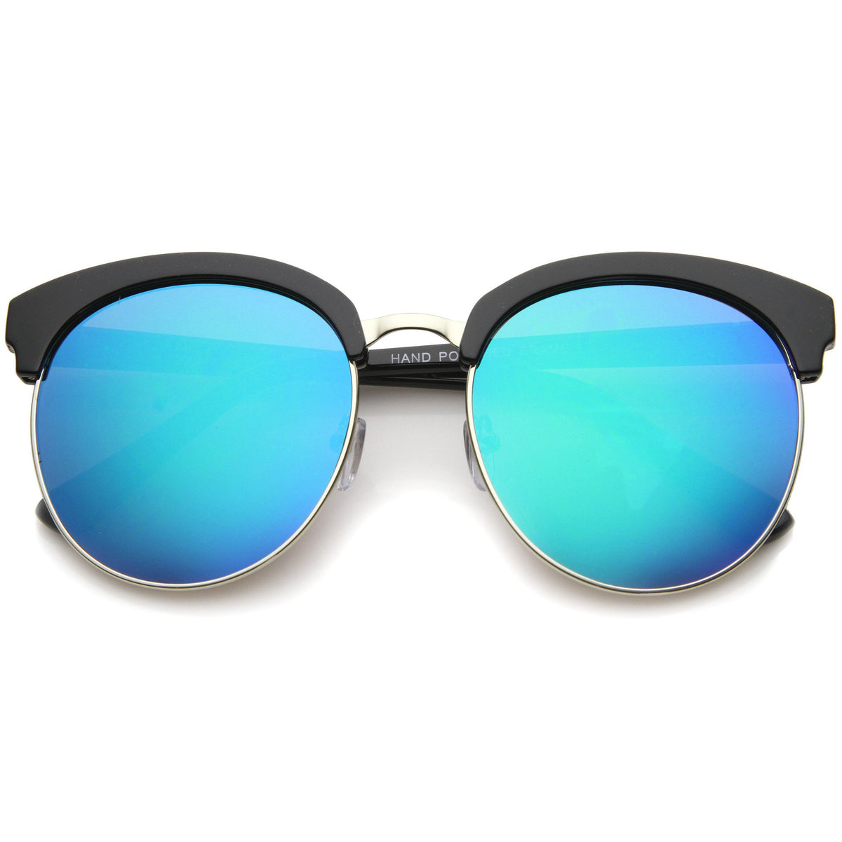Oversize Round Horned Rim Revo Lens Sunglasses - zeroUV