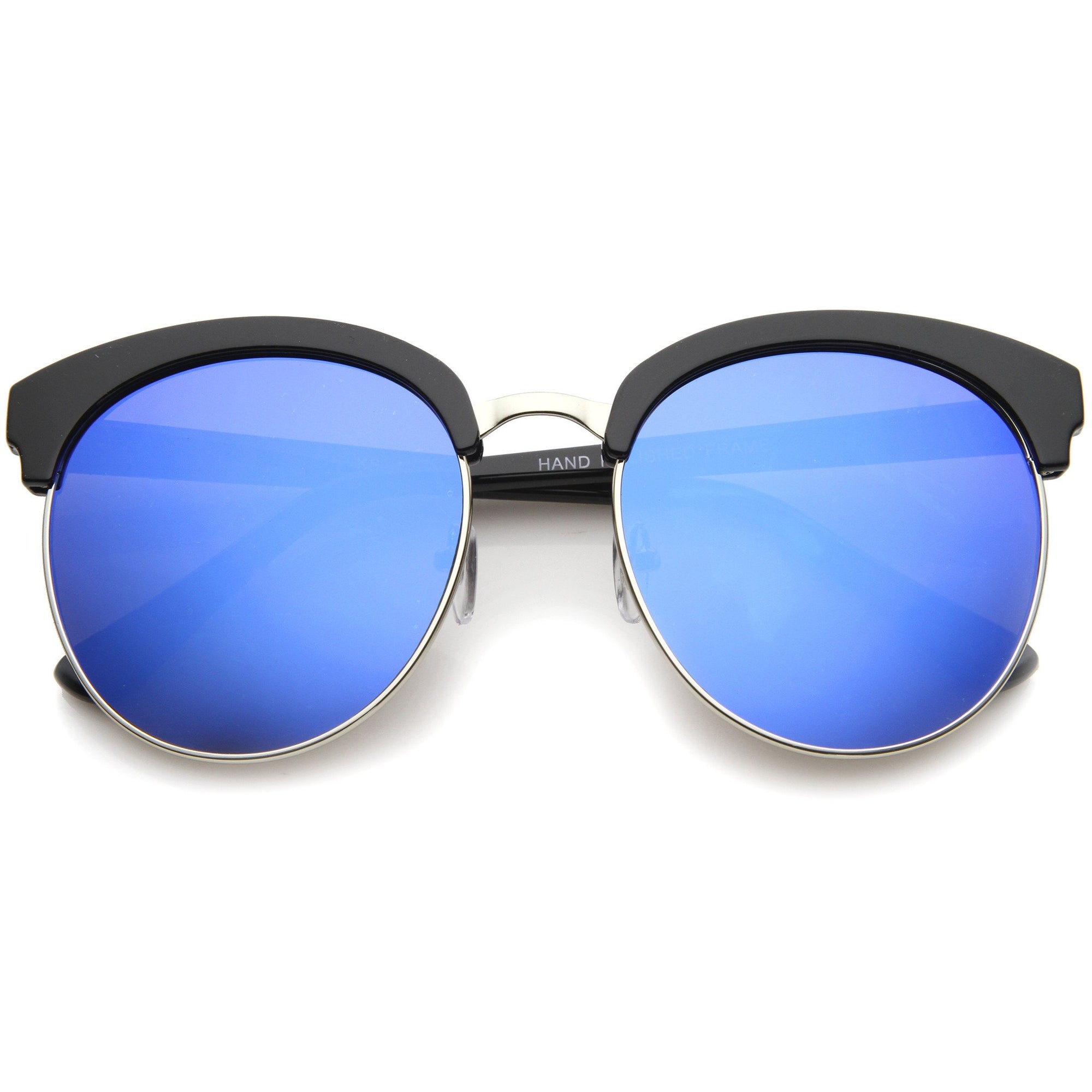 Oversize Round Horned Rim Revo Lens Sunglasses - zeroUV