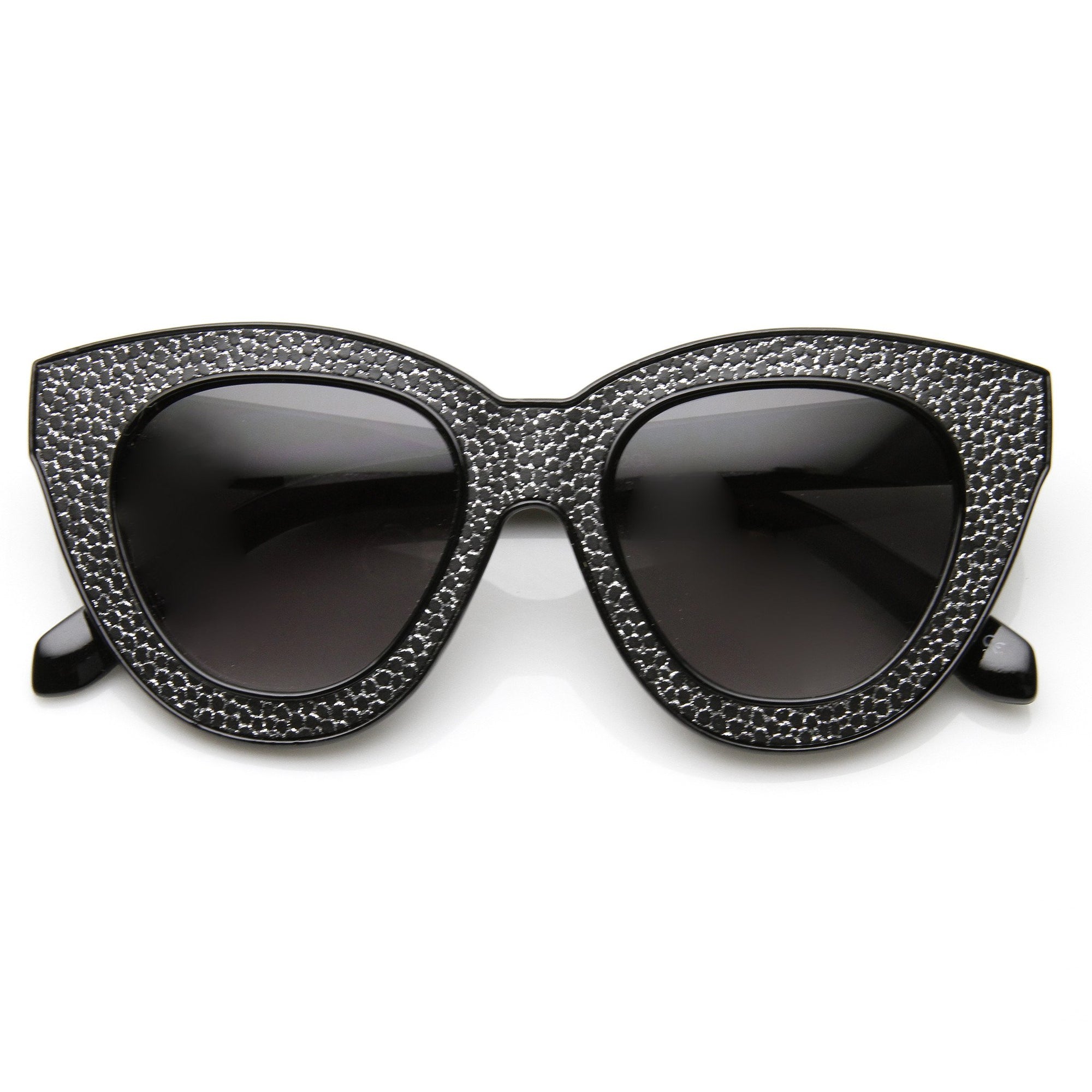 Womens Texture Block Cut Oversize Cat Eye Sunglasses - zeroUV