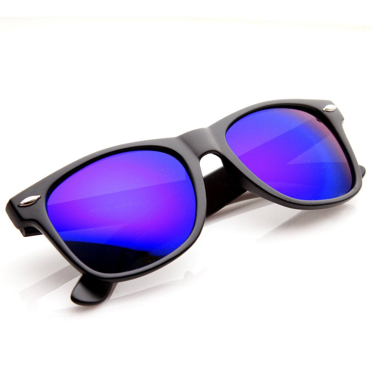 Retro Matte Black Flash Revo Lens Horned Rim Sunglasses Zerouv 