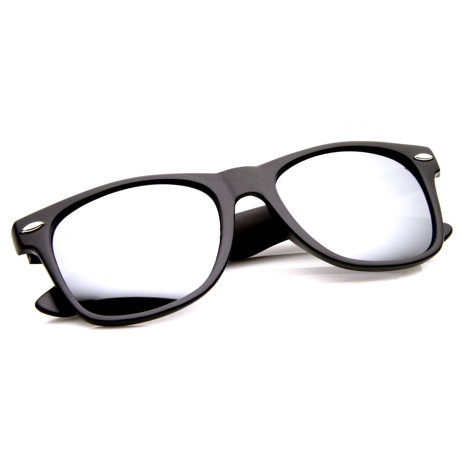 Retro Matte Black Flash Revo Lens Horned Rim Sunglasses Zerouv 