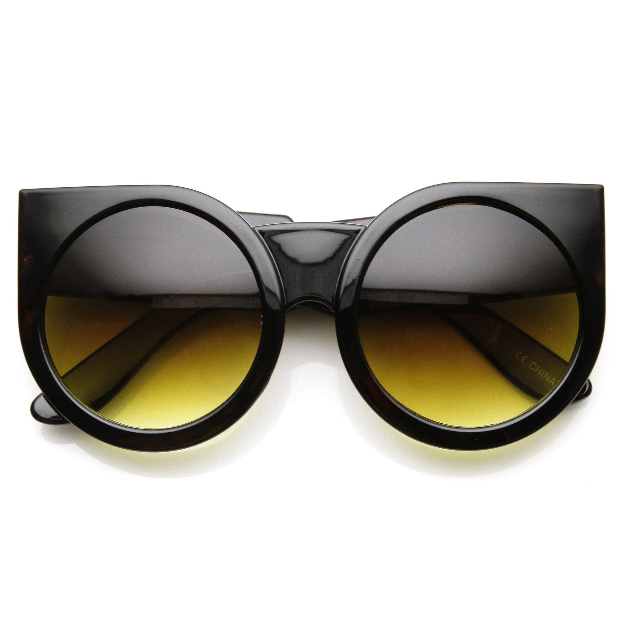 Womens Fashion Super Bold Round Cat Eye Sunglasses Zerouv 