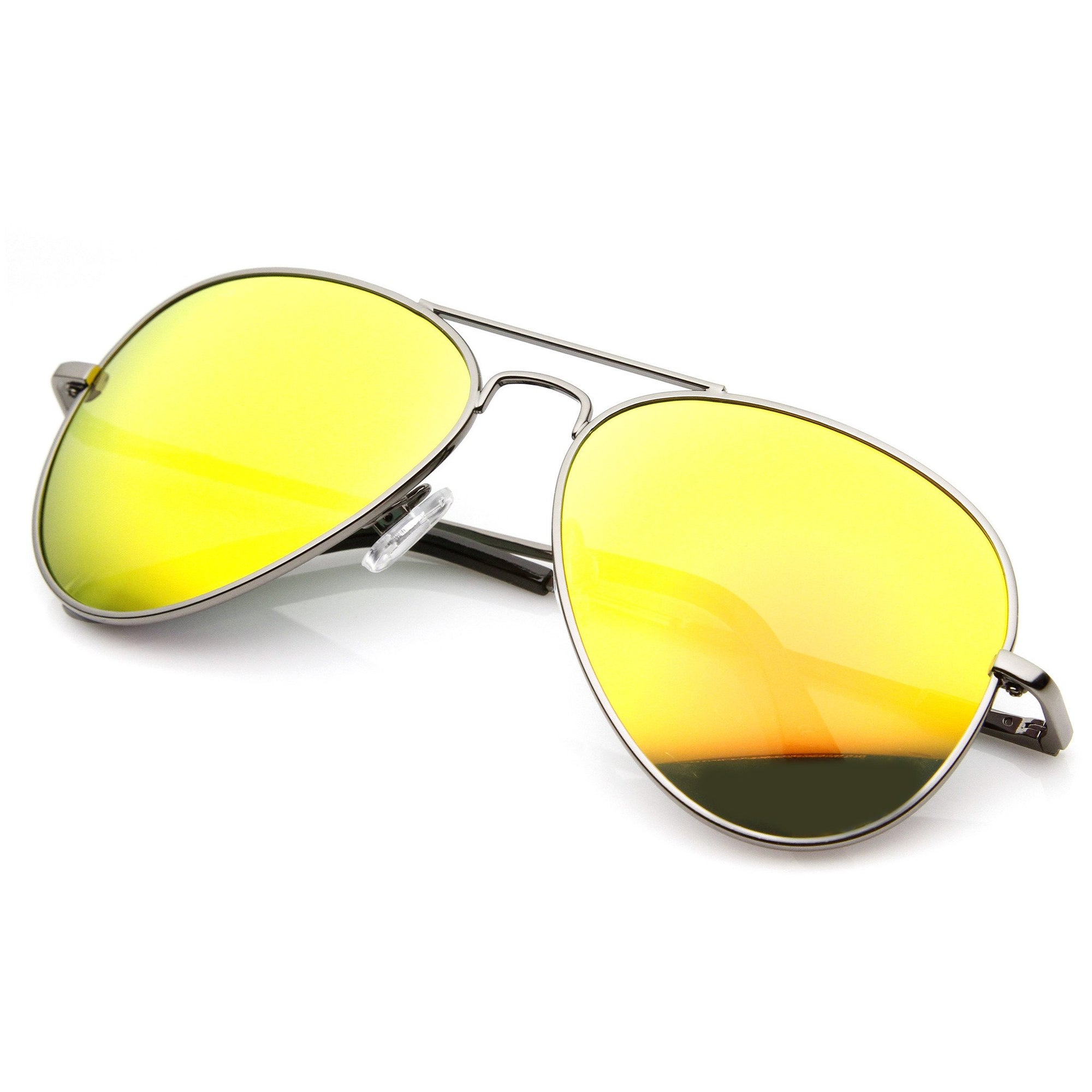 Premium Metal Revo Mirrored Lens Aviator Sunglasses Zerouv 