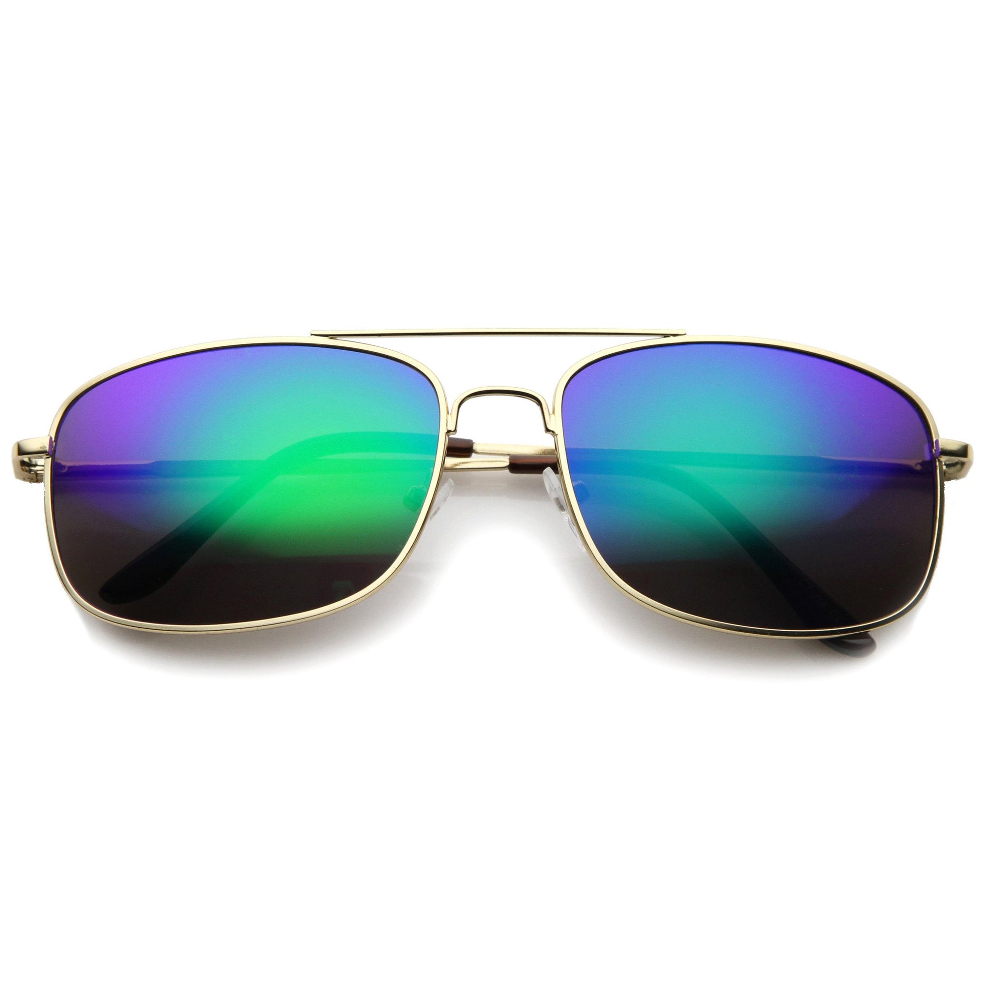 Men's Sports Square Gold Metal Mirrored Lens Aviator Sunglasses A026 ...