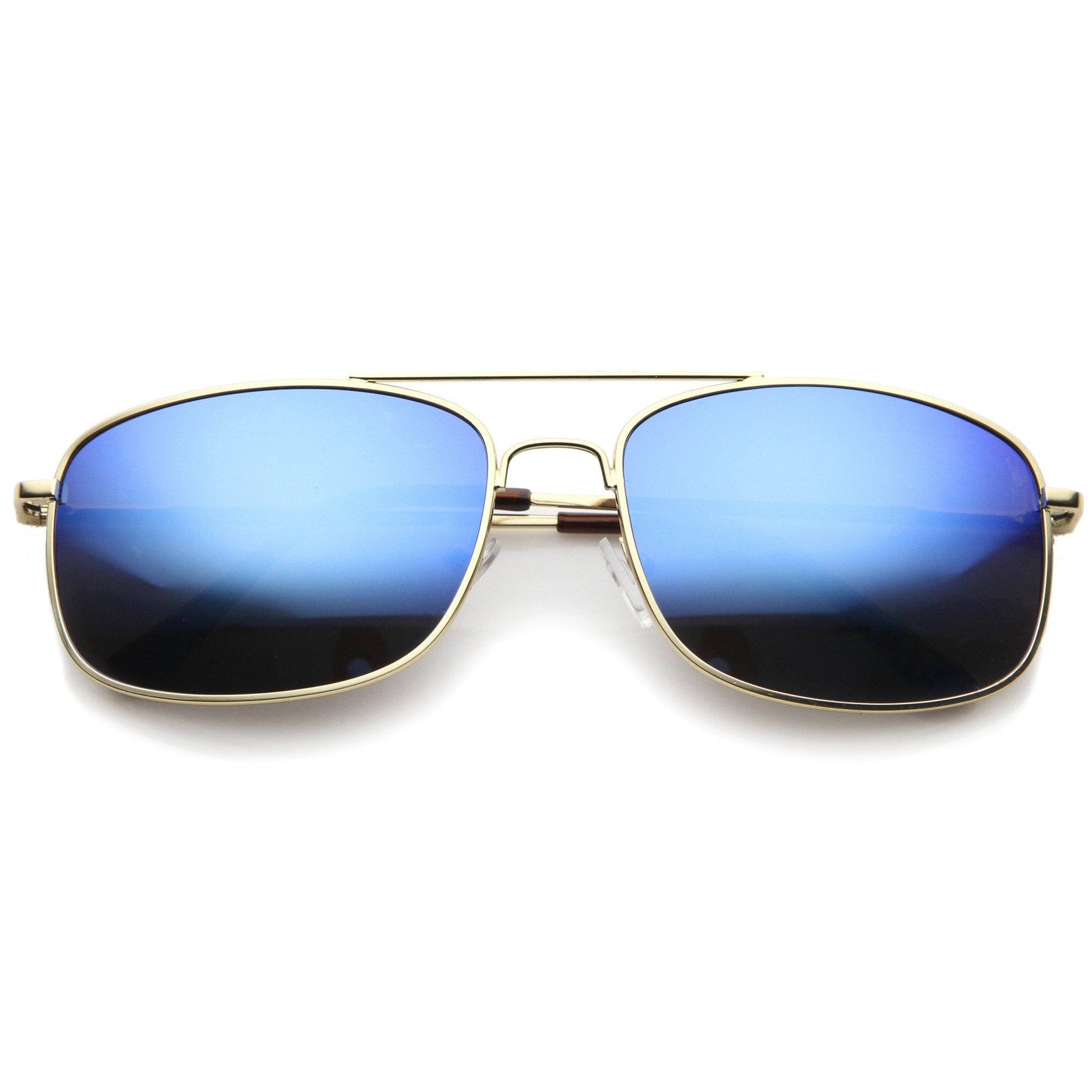 Men's Sports Square Gold Metal Mirrored Lens Aviator Sunglasses A026 ...