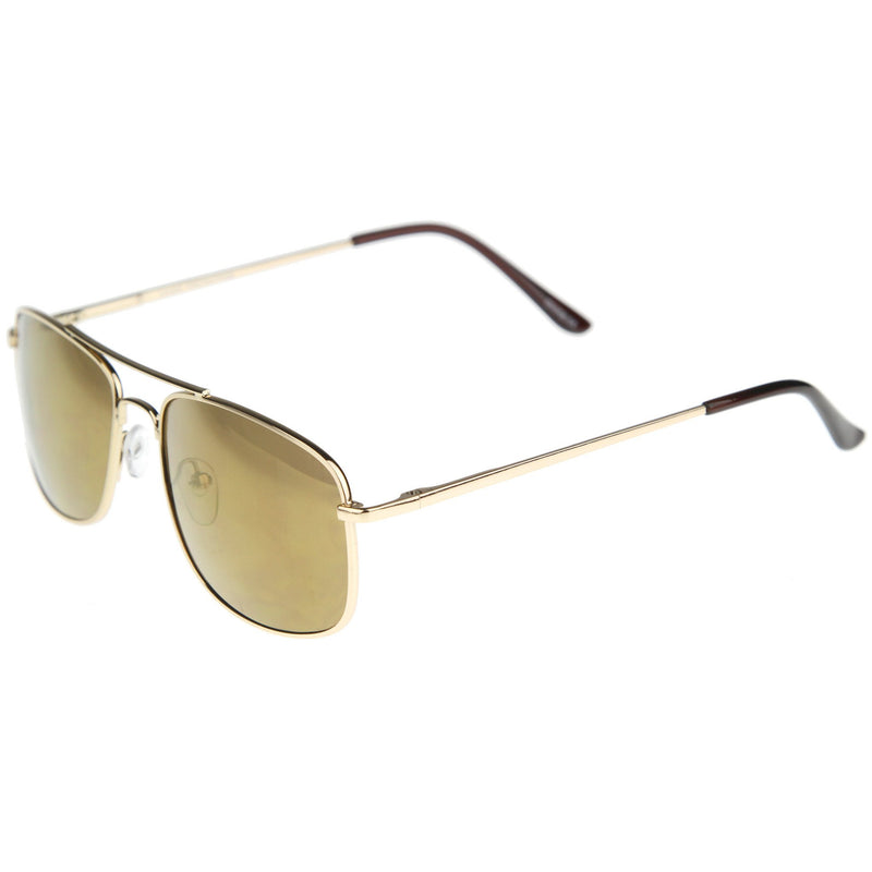 Mens Sports Square Gold Metal Mirrored Lens Aviator Sunglasses A026 