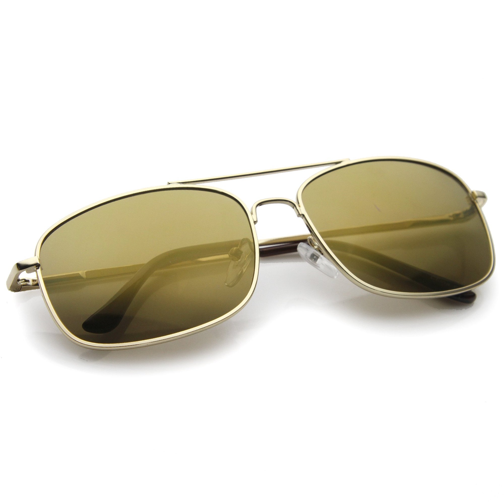 Men's Sports Square Gold Metal Mirrored Lens Aviator Sunglasses A026 ...