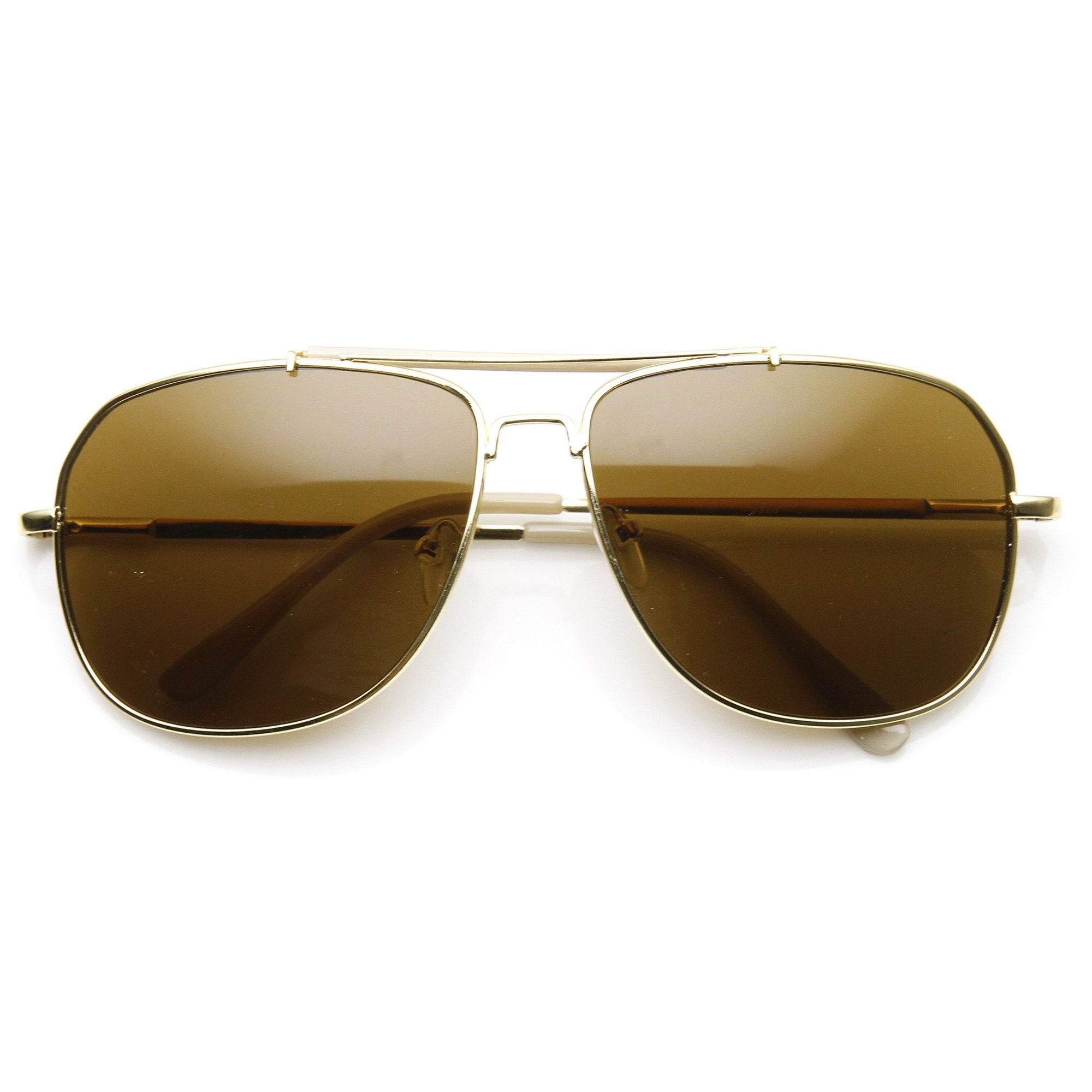 Retro Classic Square Crossbar Metal Aviator Sunglasses - zeroUV