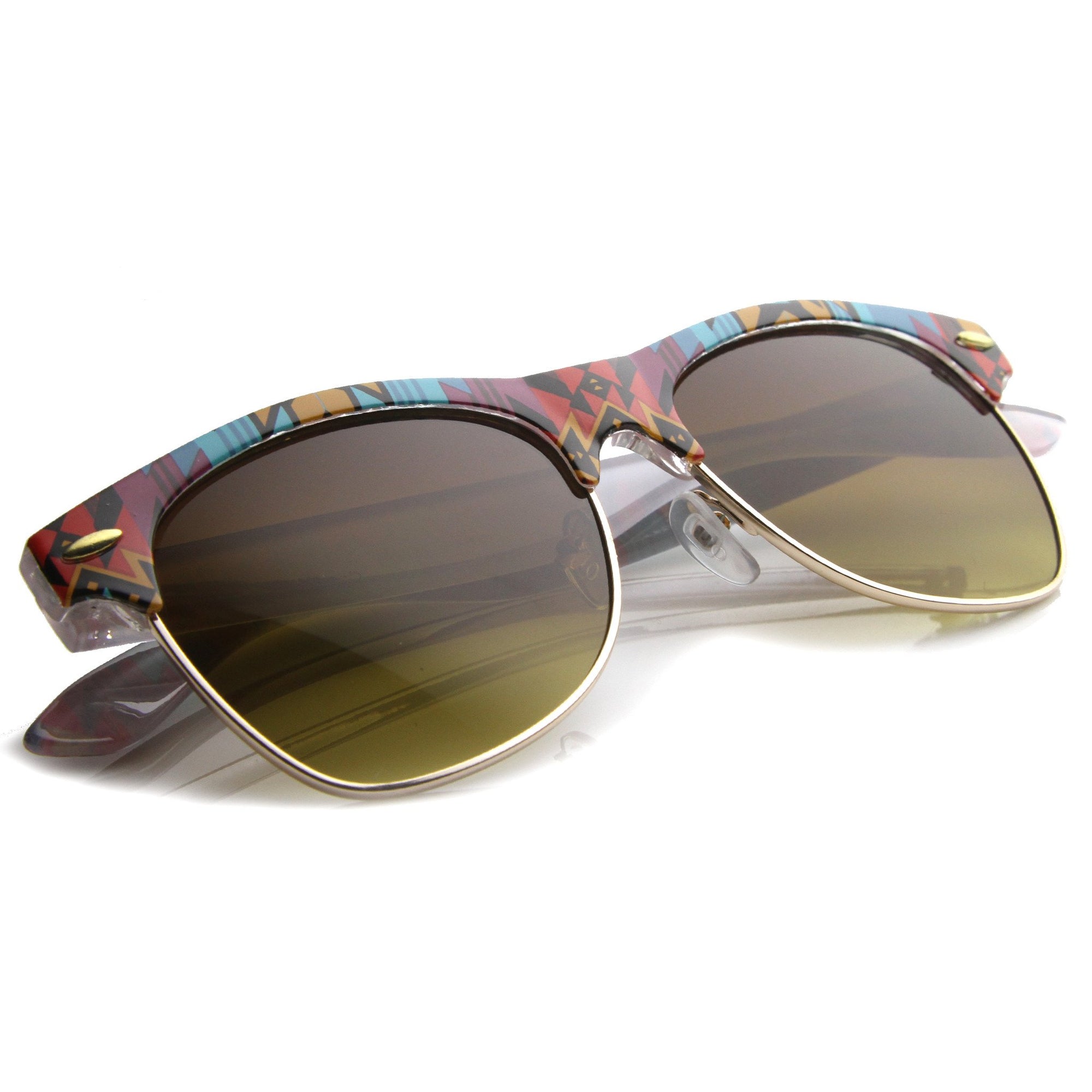 Indie Festival Native Print Half Frame Sunglasses - zeroUV