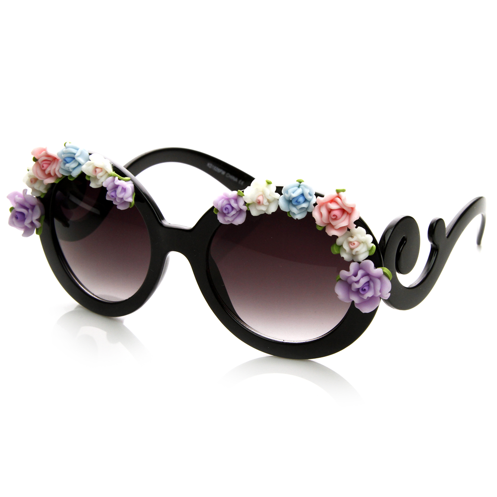 Celebrity Dani & Bella Thorne Swirl Flower Sunglasses 8852 - zeroUV