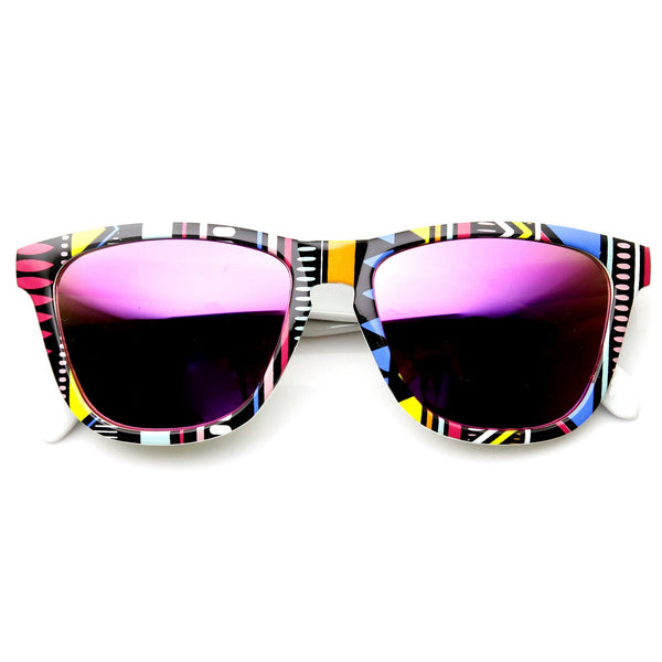 Indie Native Print Revo Mirrored Lens Sunglasses - zeroUV