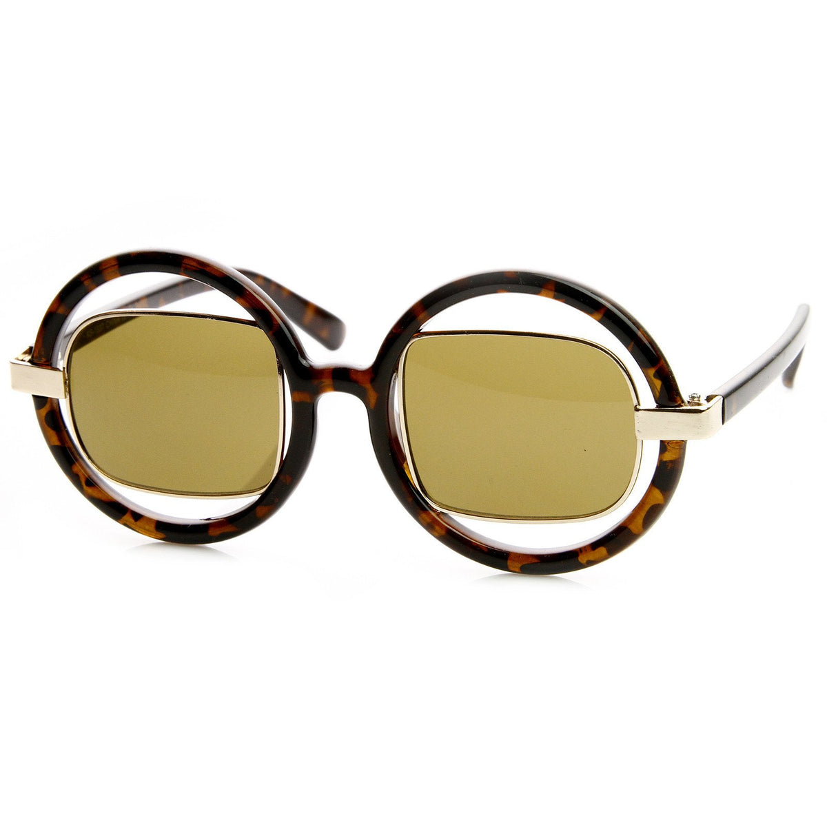 Designer Fashion Round Square Lens Cut Out Sunglasses Zerouv 