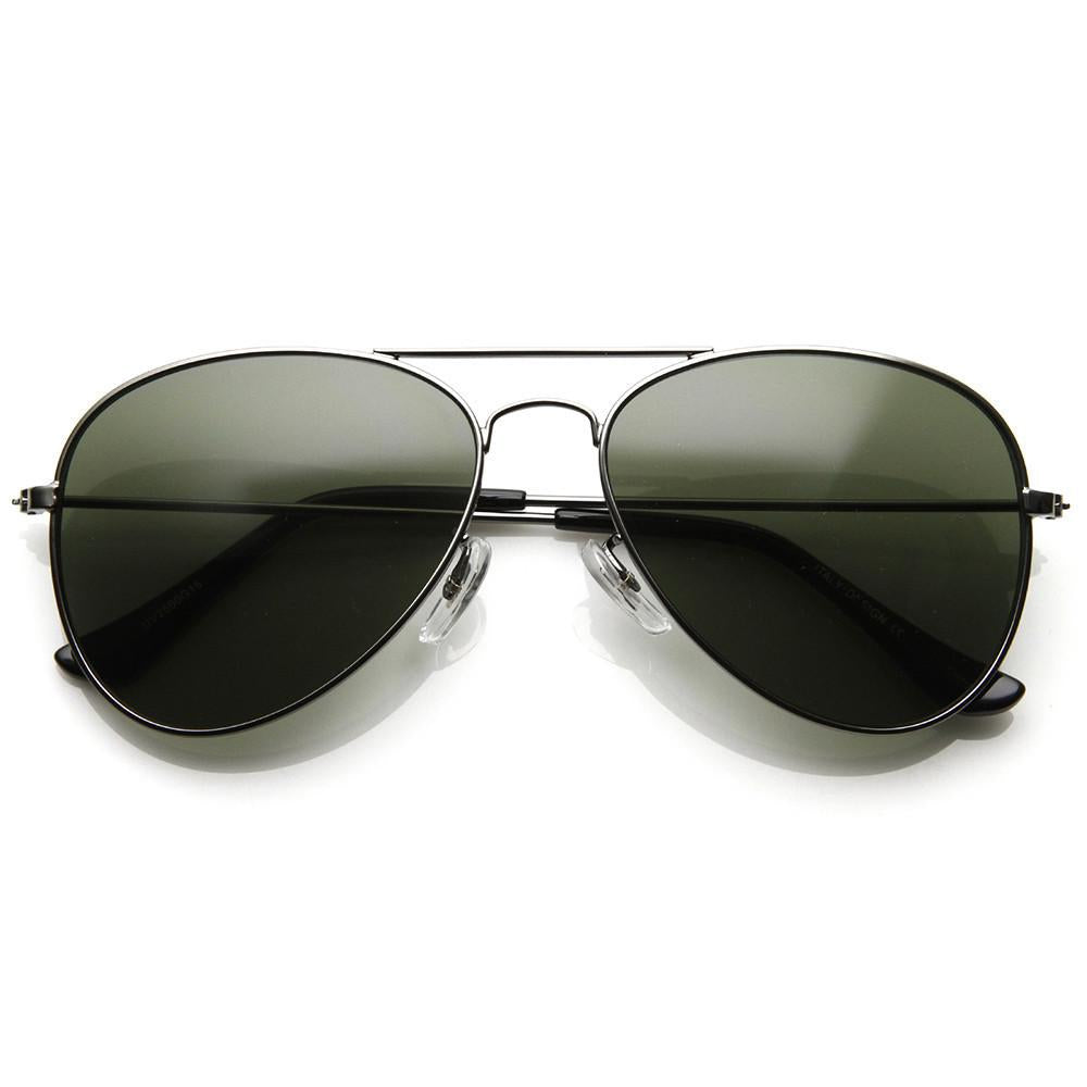 Sunglass Museum Vintage Aviator Sunglass with Cable Temples and Glass Lens - Wolfman - 58mm / Gold Frame / Black Temples