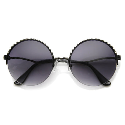 Womens Classy Fashion Oversize Semi Rimless Sunglasses 9195 - zeroUV