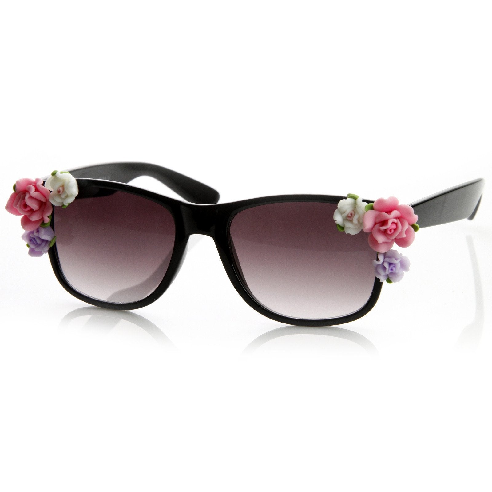 Spring Summer Flower Floral Horned Rim Sunglasses - zeroUV