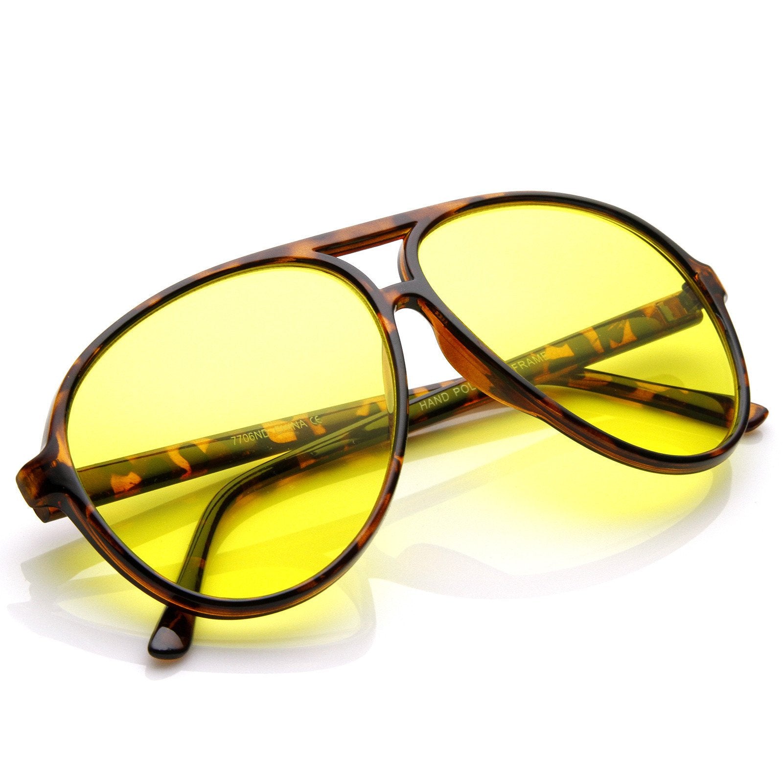 Retro 1980s Aviator Yellow Driving Lens Sunglasses Zerouv 