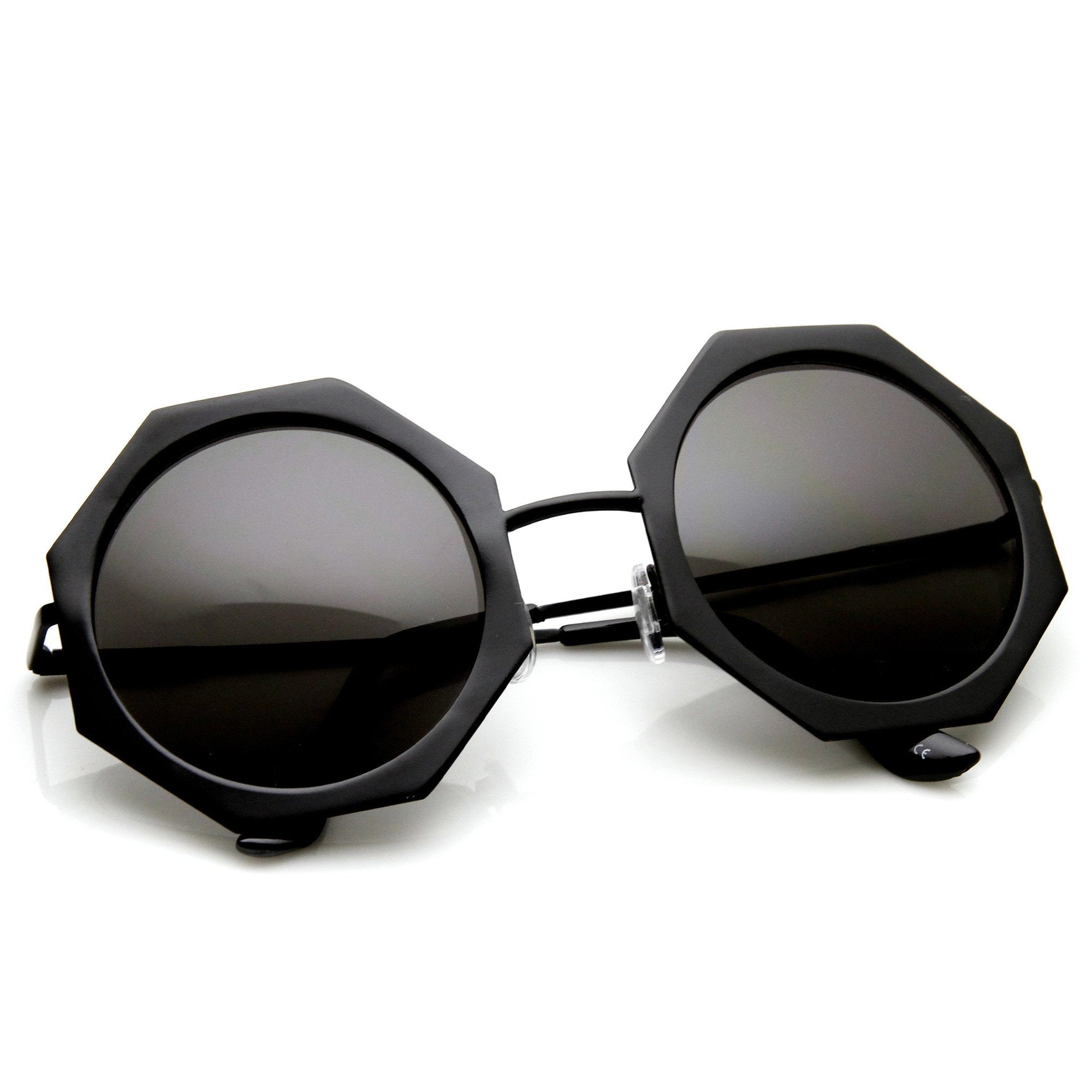 Womens Oversize Geometric Octagon Round Sunglasses Zerouv