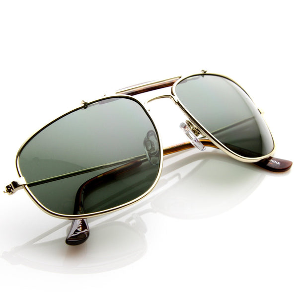 Polarized Metal Nickel Cross Bar Aviator Sunglasses - zeroUV