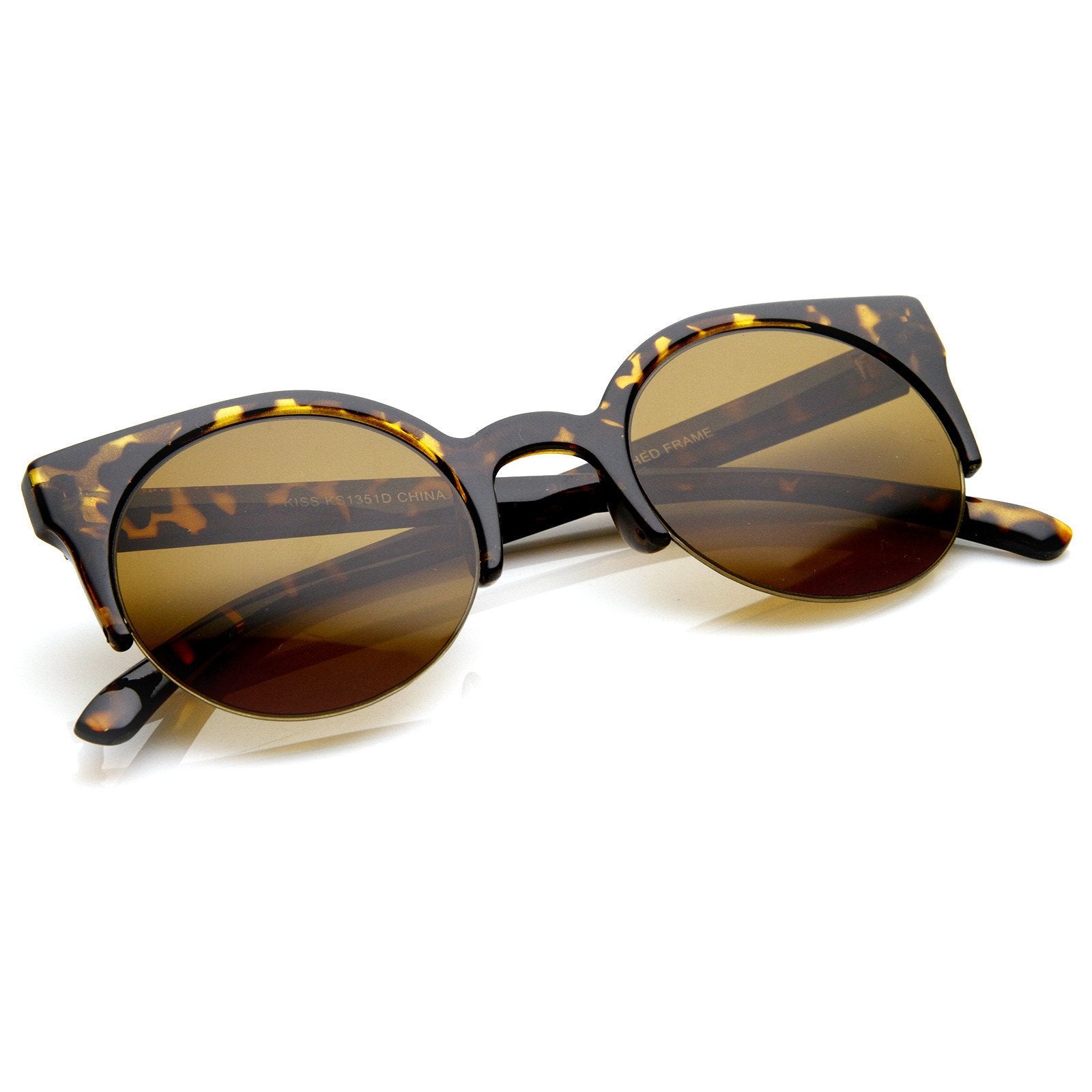 Super Trendy Retro Round Circle Cat Eye Sunglasses - zeroUV