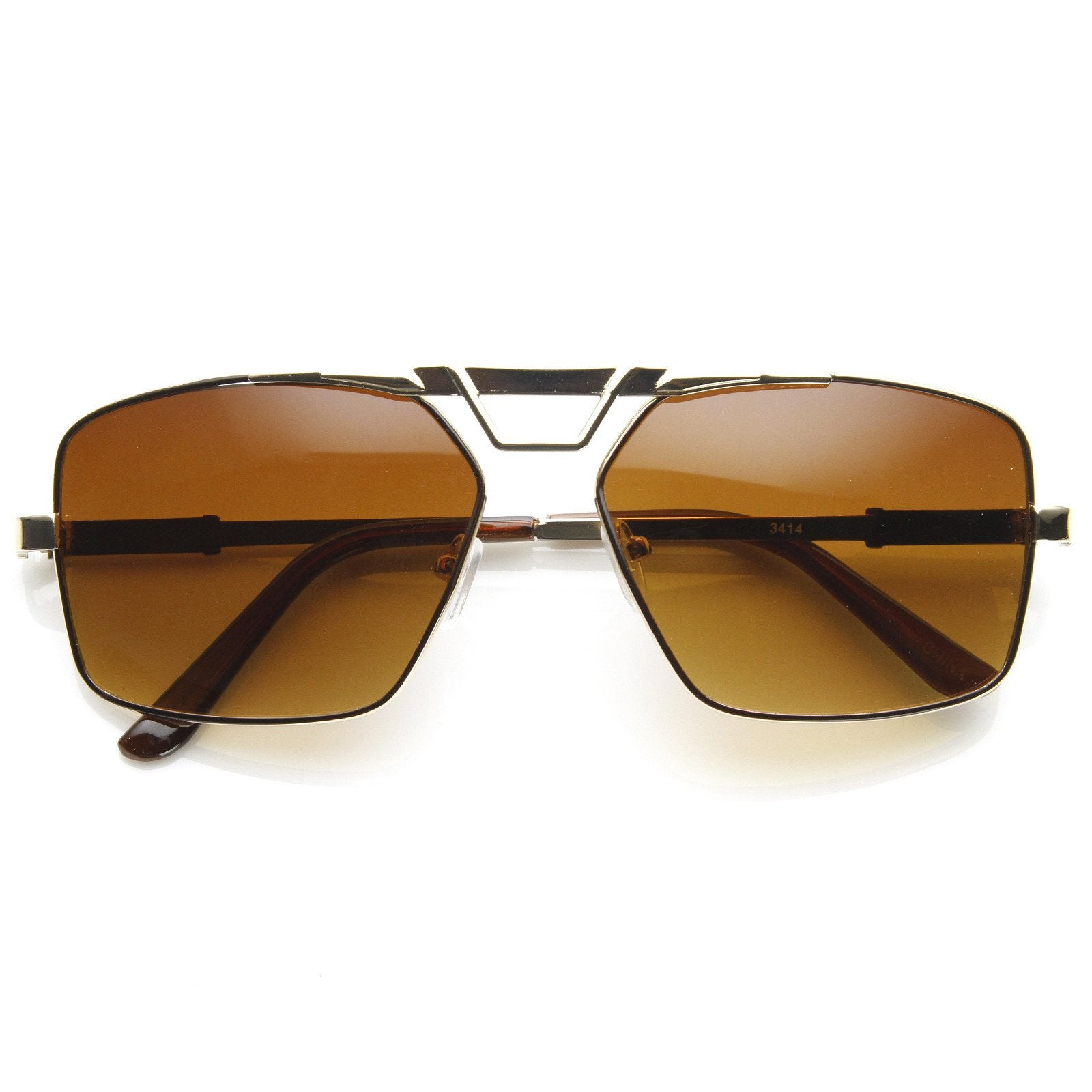 Modern Mens GQ Large Square Metal Aviator Sunglasses zeroUV