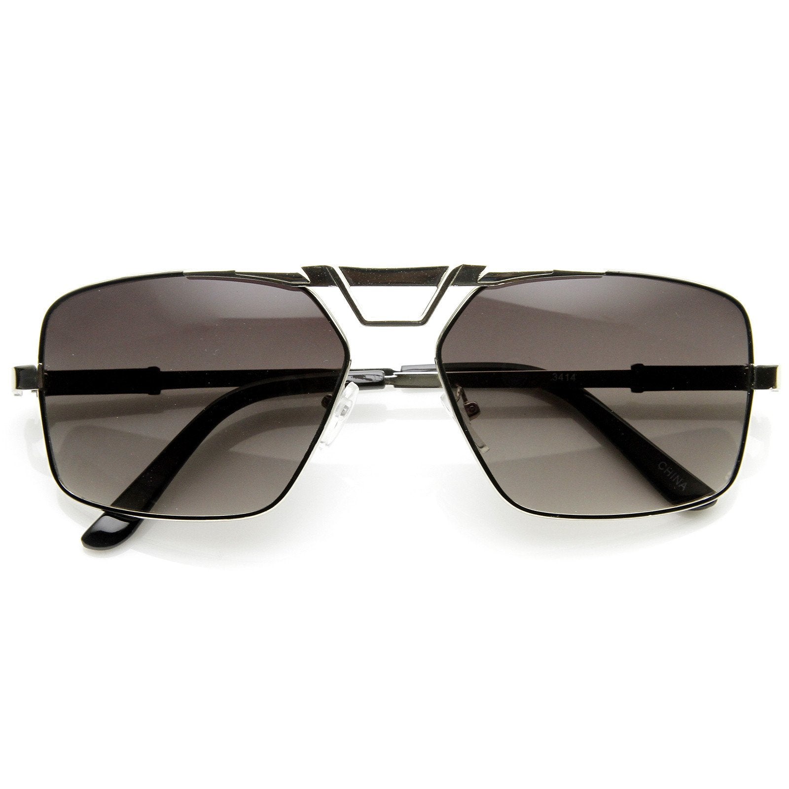 Modern Mens Gq Large Square Metal Aviator Sunglasses Zerouv 