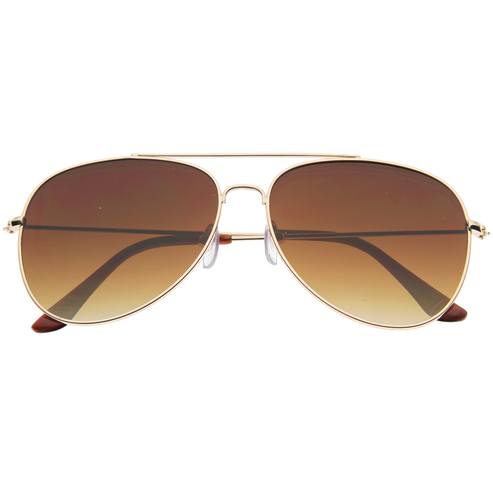 Large Modern Flat Front Metal Aviator Sunglasses - zeroUV