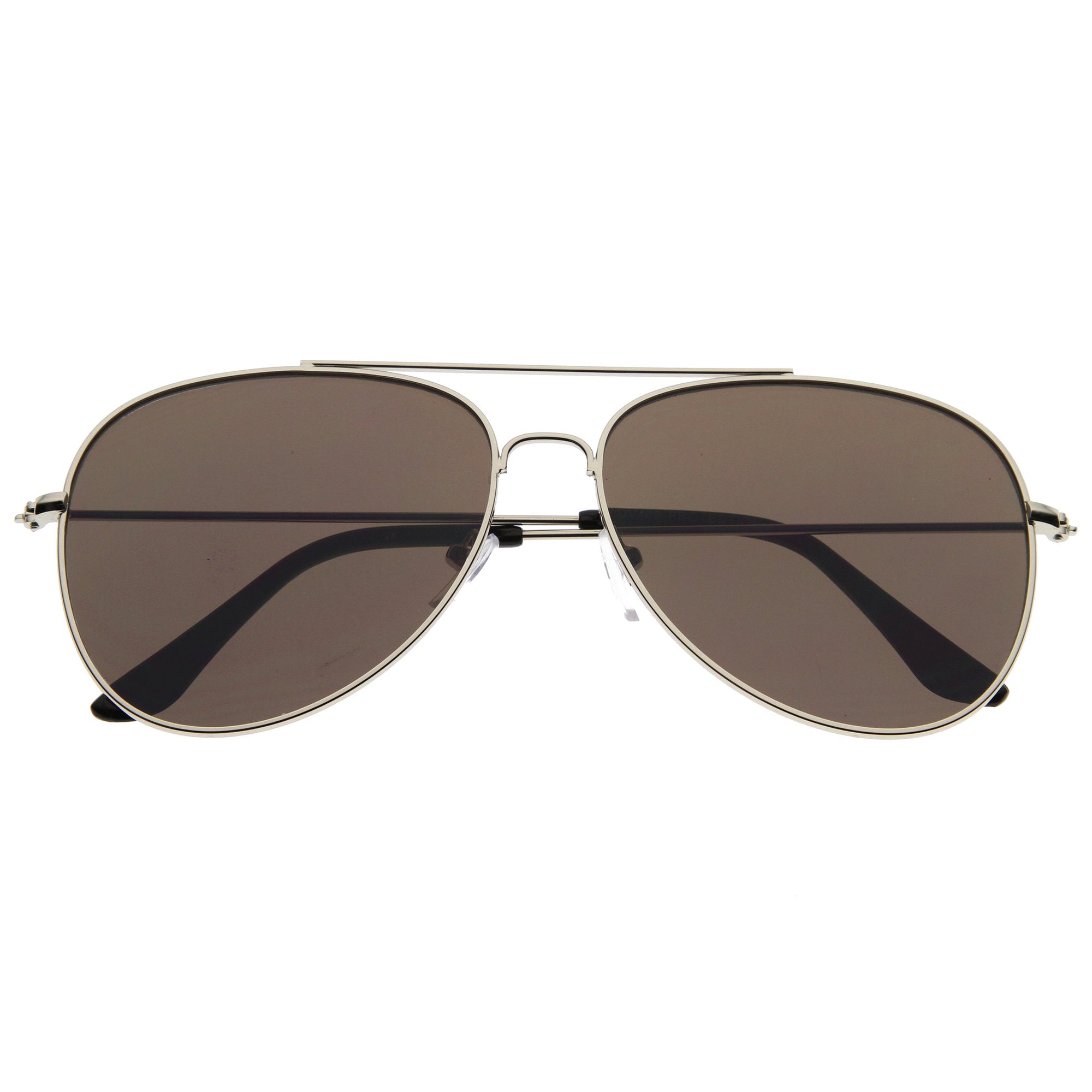 Large Modern Flat Front Metal Aviator Sunglasses - zeroUV