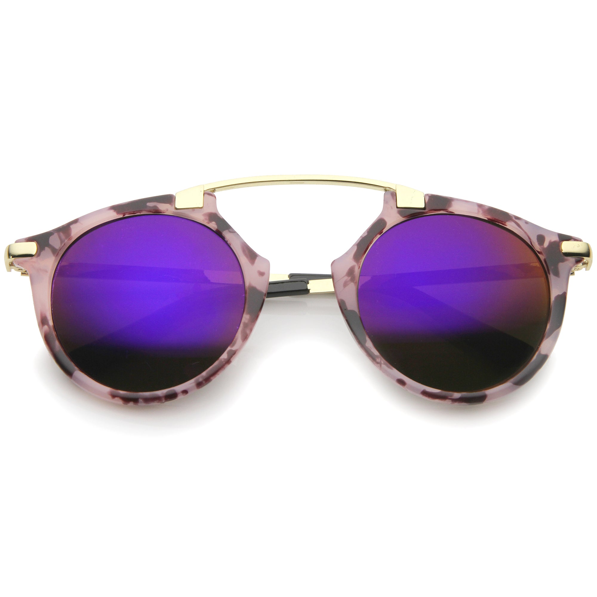 Arched Marble Pattern P3 Mirrored Lens Round Sunglasses - zeroUV