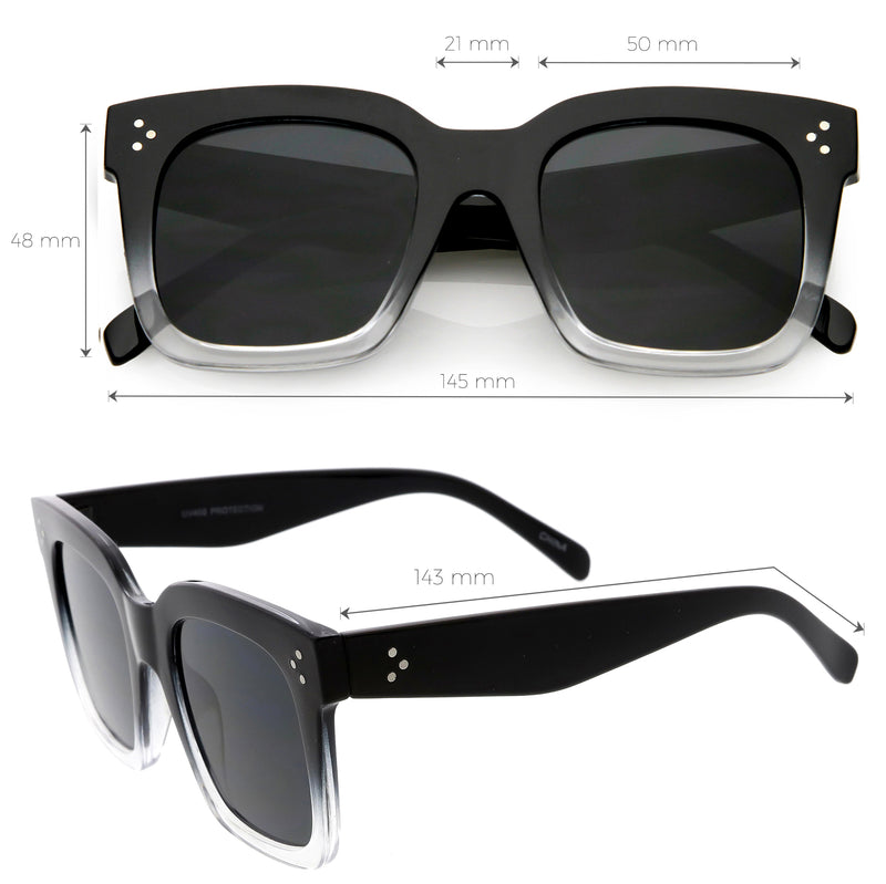 Bold Oversize Horned Rim Flat Lens Sunglasses - zeroUV