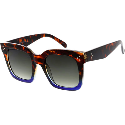 Bold Oversize Horned Rim Flat Lens Sunglasses - zeroUV